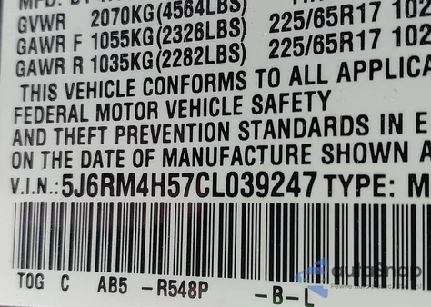 2012 Honda Cr-V Ex from USA, damaged, VIN 5J6RM4H57CL039247